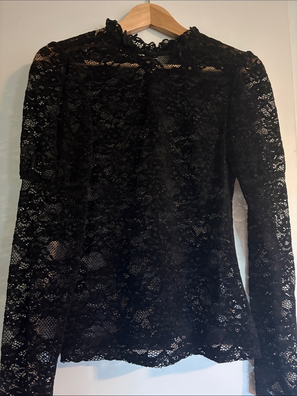 Killstar Black Floral Lace Long-Sleeve Top